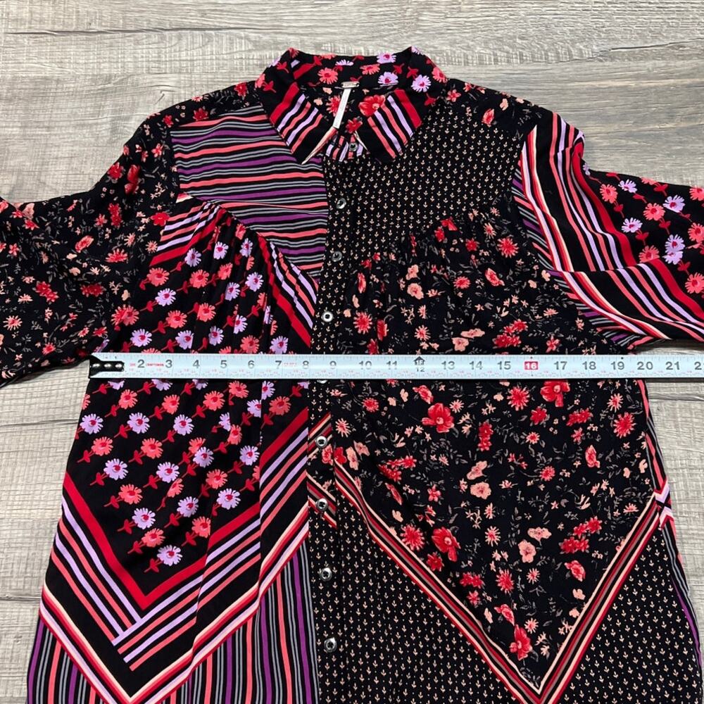 Free People Hazel Button Up Small Patchwork Flora… - image 7